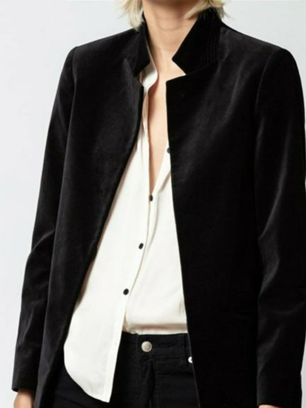 Zadig & Voltaire Minimalist Volly Velours Jacket Black Size FR 36 or US S